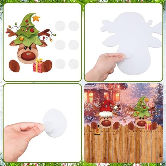5 Piece Christmas Fence Peeker Decoration Peeking Garden Yard Decorations - Picture 3 of 7
